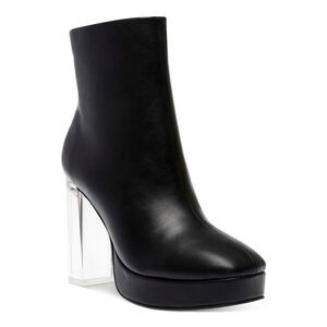 WILD PAIR Womens Black 1" Platform Charlee Square Toe Zip-Up Boots 5.5 M